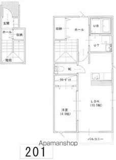 ボヌールハウス【201号室】の間取り