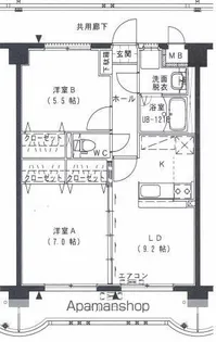 三門マンション【3階】の間取り