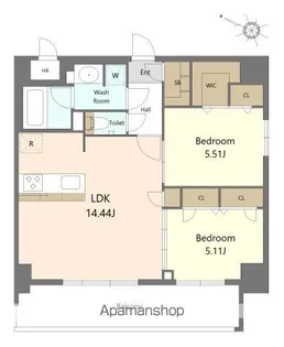 S-RESIDENCE薬院aureate【5階】の間取り