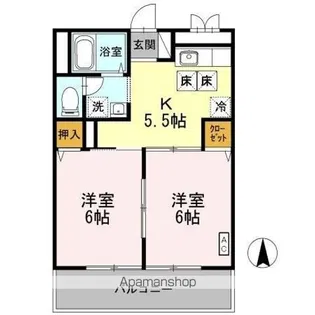ヴィラ唐崎【1階】の間取り
