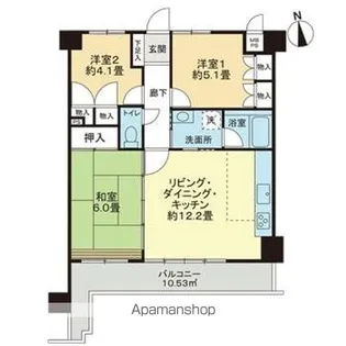 ライオンズマンション味酒町【10階】の間取り
