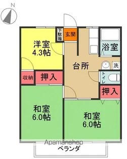 ソウシャルハイツ【202号室】の間取り