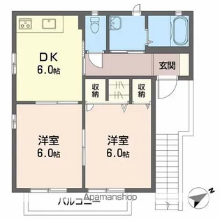 クレシエンド西垣生 B棟【201号室】の間取り