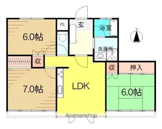 コンチネンタルハイツ郡山【6階】の間取り