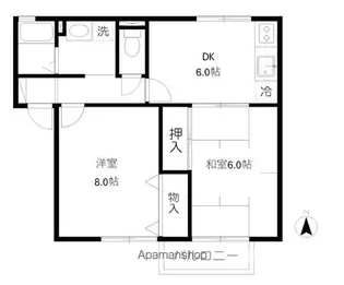 セジュール来住A棟【102号室号室】の間取り