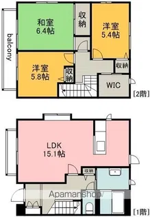 グランバリエ大沢【1階】の間取り