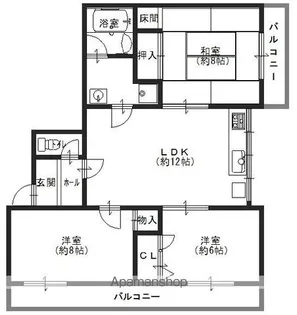 ハイグレードヒガシ浅香山【205号室】の間取り