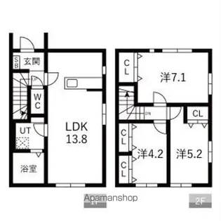 MEZY前九年Ⅱ【B-1号室】の間取り