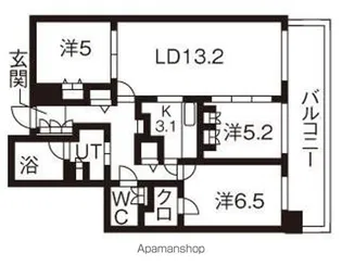 グラティア平岸【1階】の間取り
