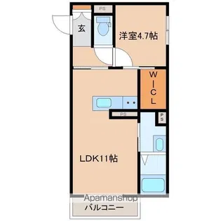 (仮)渡橋シャーメゾン【2階】の間取り