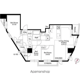 343レジデンス目黒Ⅱ(オープンレジデンシア)【3階】の間取り