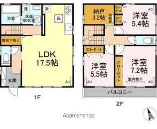 東京都国立市谷保【一戸建】の間取り