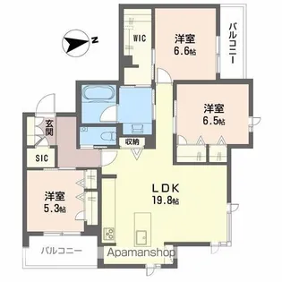 ザ・パークサイド上八【2階】の間取り