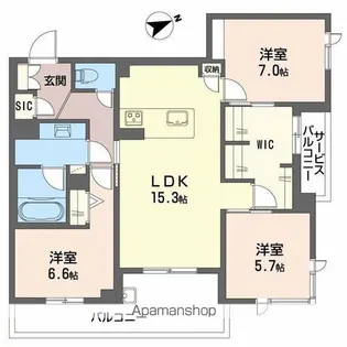 アルテーヌ浜寺元町【3階】の間取り