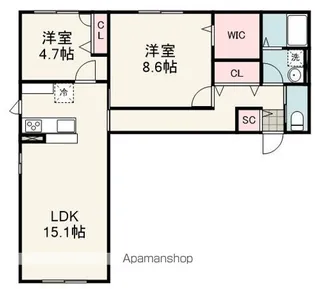 KOMOREBI GARDEN中田本町B【1階】の間取り