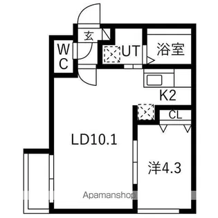 ライトベル新琴似【1階】の間取り