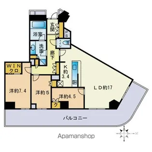 ザ パークハウス福岡タワーズWEST【2階】の間取り