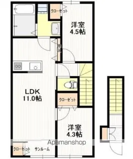 (仮称)北栄アパートA棟【2階】の間取り