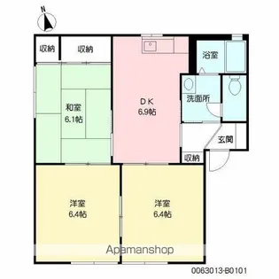 AXIS桑野Ⅲ B棟【1階】の間取り