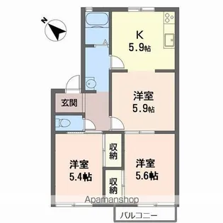 パークサイド木下A・B【A206号室】の間取り