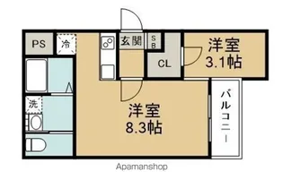 OUTRIGGER六十人町【2階】の間取り