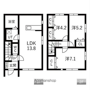 MEZY前九年Ⅰ【A-2号室】の間取り