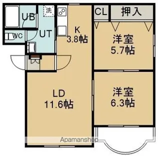 ピュアライフ湯川【1階】の間取り