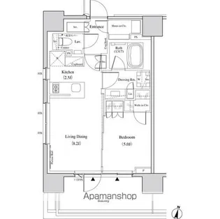 ザ パークハビオSOHO代々木公園【401号室】の間取り