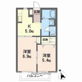 プレッセ山根B【2階】の間取り