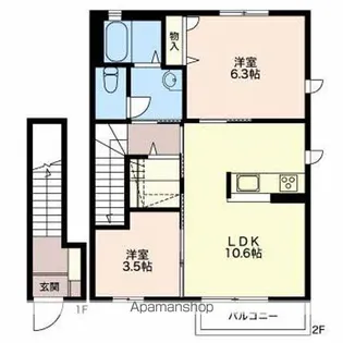 ハッピー8C【2階】の間取り