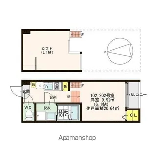 シャイニーサイド【1階】の間取り