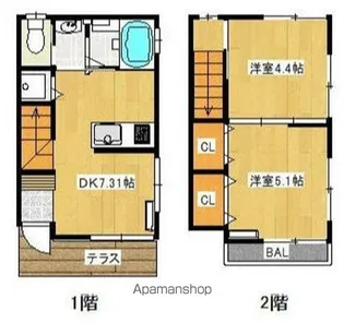 ムーンサイド【102号室】の間取り
