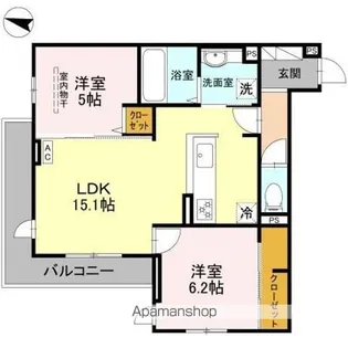 LIBERTY ISLAND【302号室】の間取り