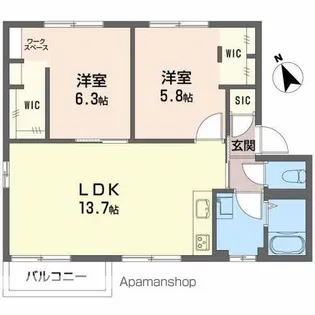 ポリティア上條【A202号室】の間取り
