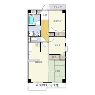 COLLECTION東岸和田【107号室】の間取り