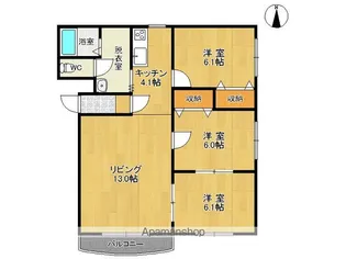 パティオあかしやⅠ【2B号室】の間取り