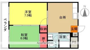 ベルトピアいわき5 B棟【102号室】の間取り