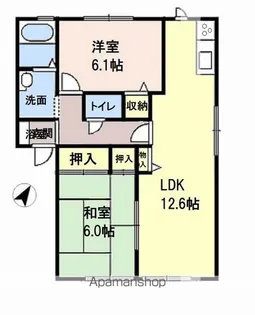 サンメゾンさつき【1階】の間取り