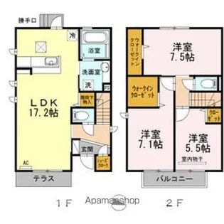 D-room西長住【1階】の間取り