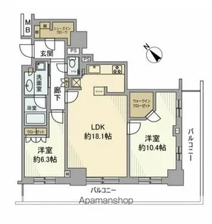 プラウドタワー稲毛【22階】の間取り