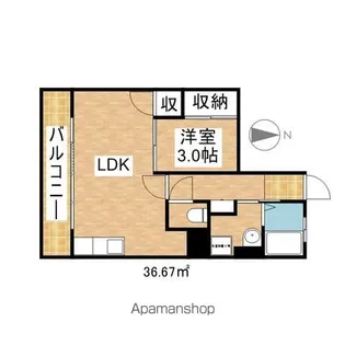 名豊第2ビル【4B号室】の間取り
