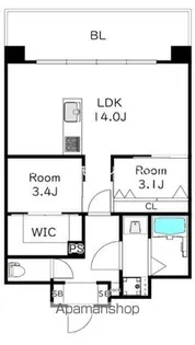 MODERN ASPIRATION 箱崎AXIA【502号室】の間取り