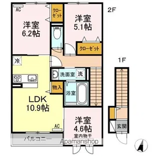 クレール A棟【201号室】の間取り