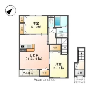 ヴィル・リヴィエール【201号室】の間取り