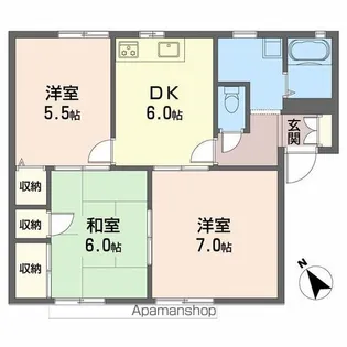 フレグランス新居 B棟【202号室】の間取り