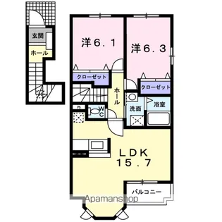 ピクシー ヒルズ B【2階】の間取り