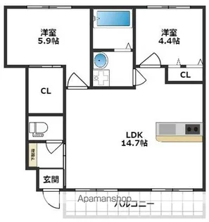 フォンターナ【1階】の間取り