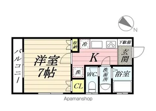 フラッツ二本木【1階】の間取り