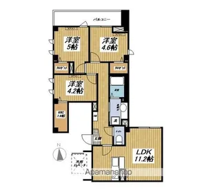 RIVERSIDE HILLS HIKAWADAI【402号室】の間取り