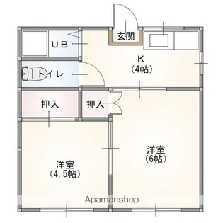 シャトーニシワキ【2B号室】の間取り